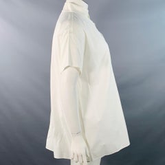 AGNONA Size 14 White Cotton Short Sleeve Casual Top