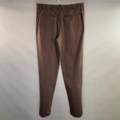 Pantalones informales AGNONA, talla 34, de algodón y elastano, color marrón, con cremallera en la bragueta