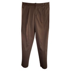Pantalones informales AGNONA, talla 34, de algodón y elastano, color marrón, con cremallera en la bragueta