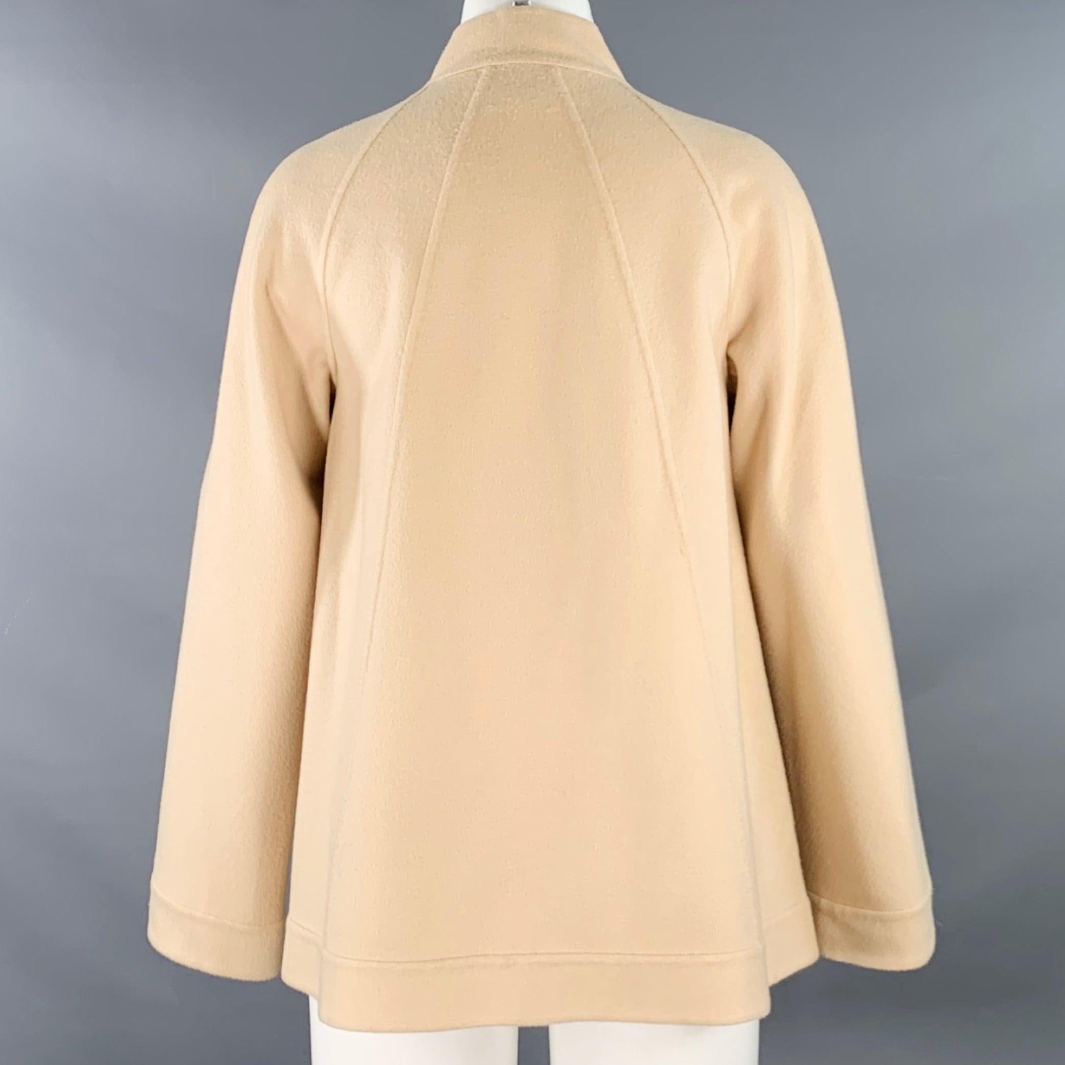 AGNONA Taille 4 Cardigan en cachemire beige à deux poches avec œillets et crochets Excellent état - En vente à San Francisco, CA