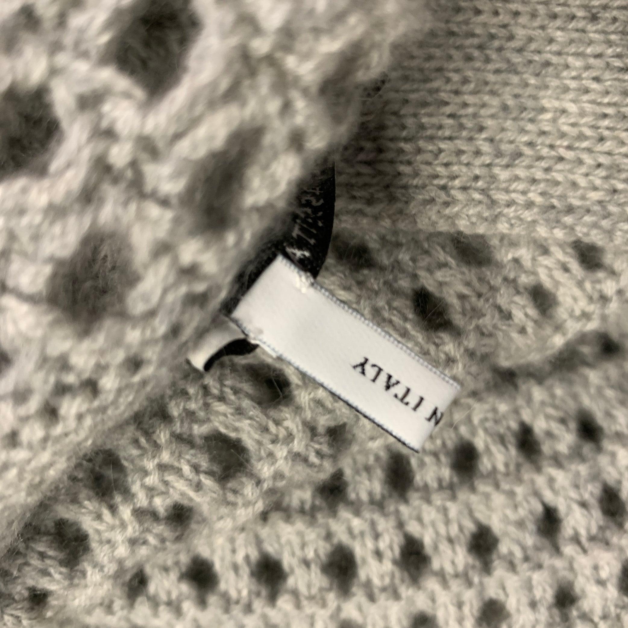 AGNONA Size L Grey Heather Cashmere Knit Mesh Open Front Cardigan For Sale 1