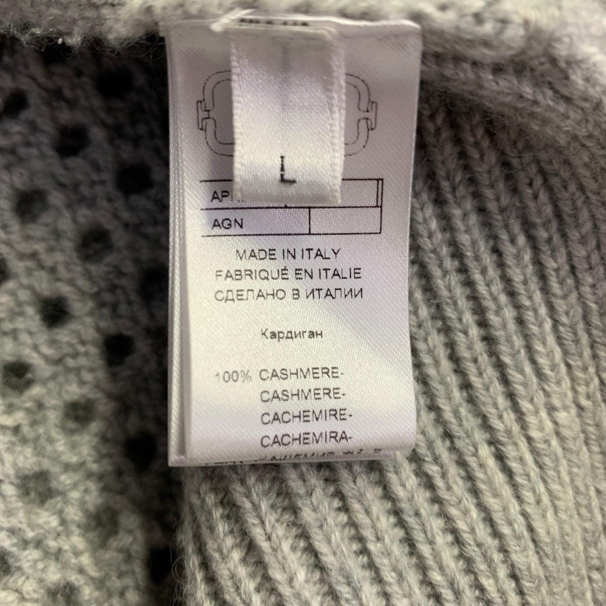 AGNONA Size L Grey Heather Cashmere Knit Mesh Open Front Cardigan For Sale 2