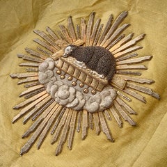 Agnus Dei, Antique French Religious Banner, 1800s