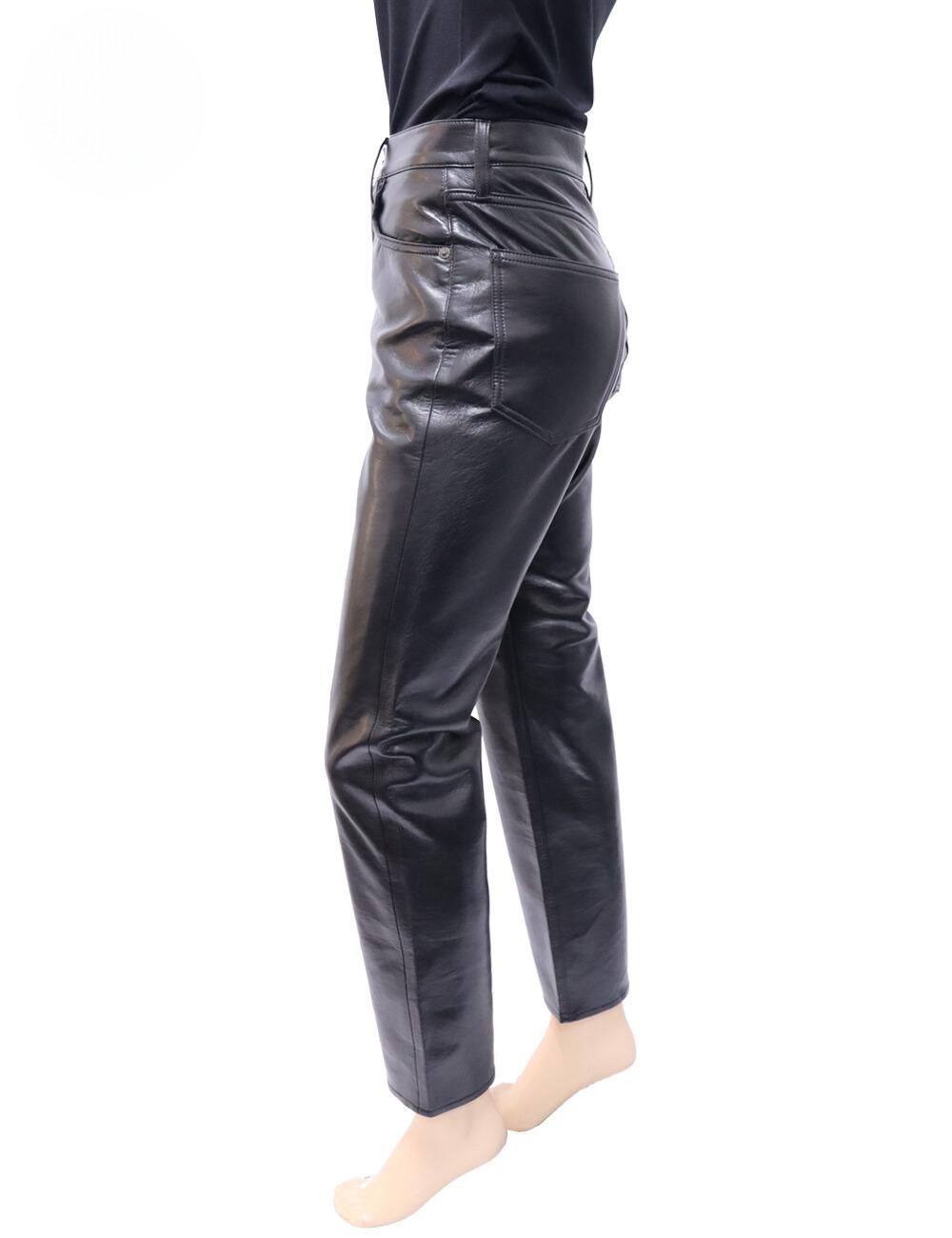 Agolde 90s Fitted Recycled Leather Pants Size 25 In Excellent Condition For Sale In Amman, JO