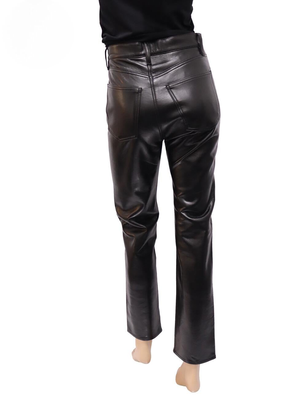 Women's Agolde 90s Fitted Recycled Leather Pants Size 25 For Sale