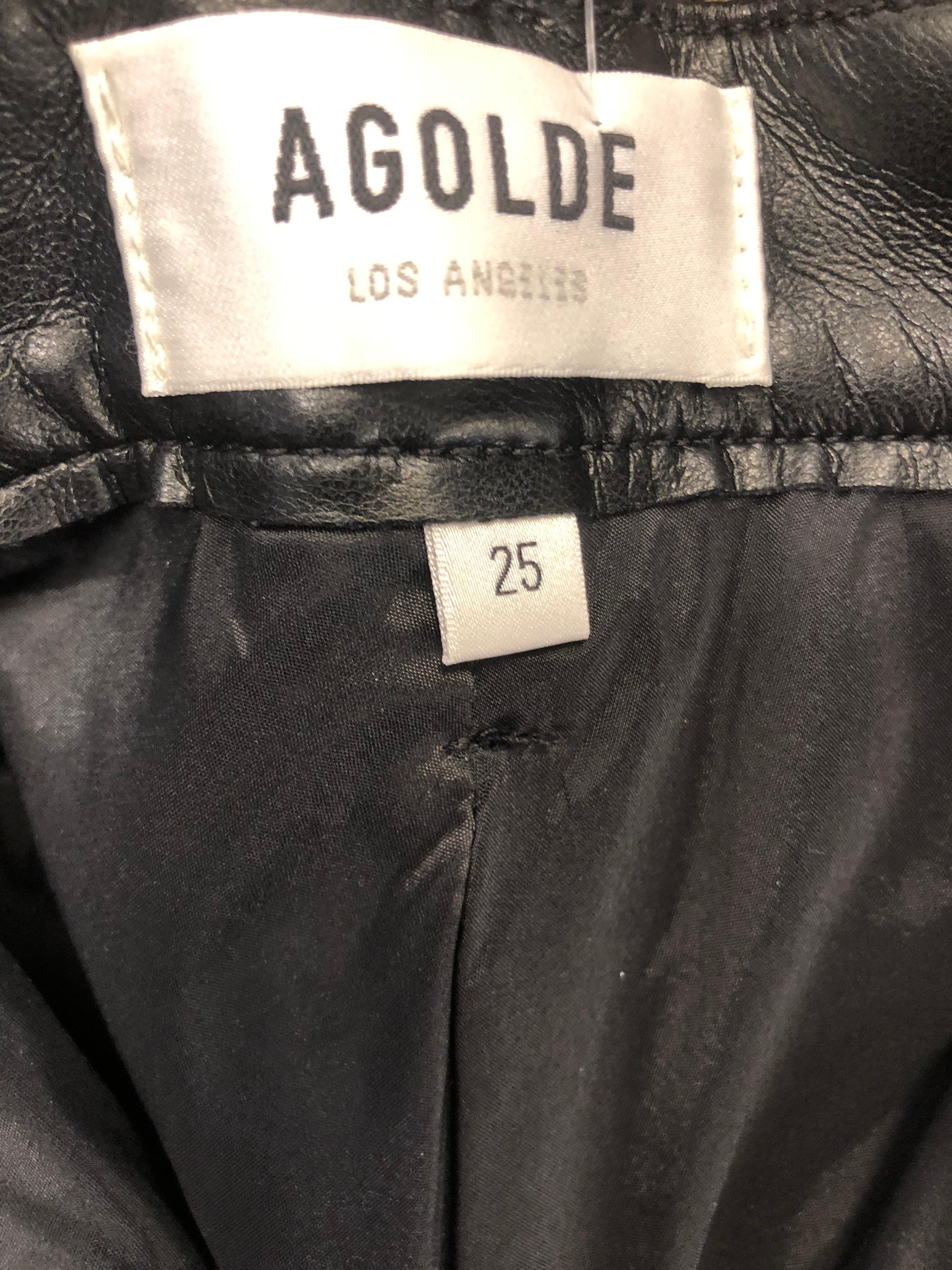 Agolde 90s Fitted Recycled Leather Pants Size 25 For Sale 1