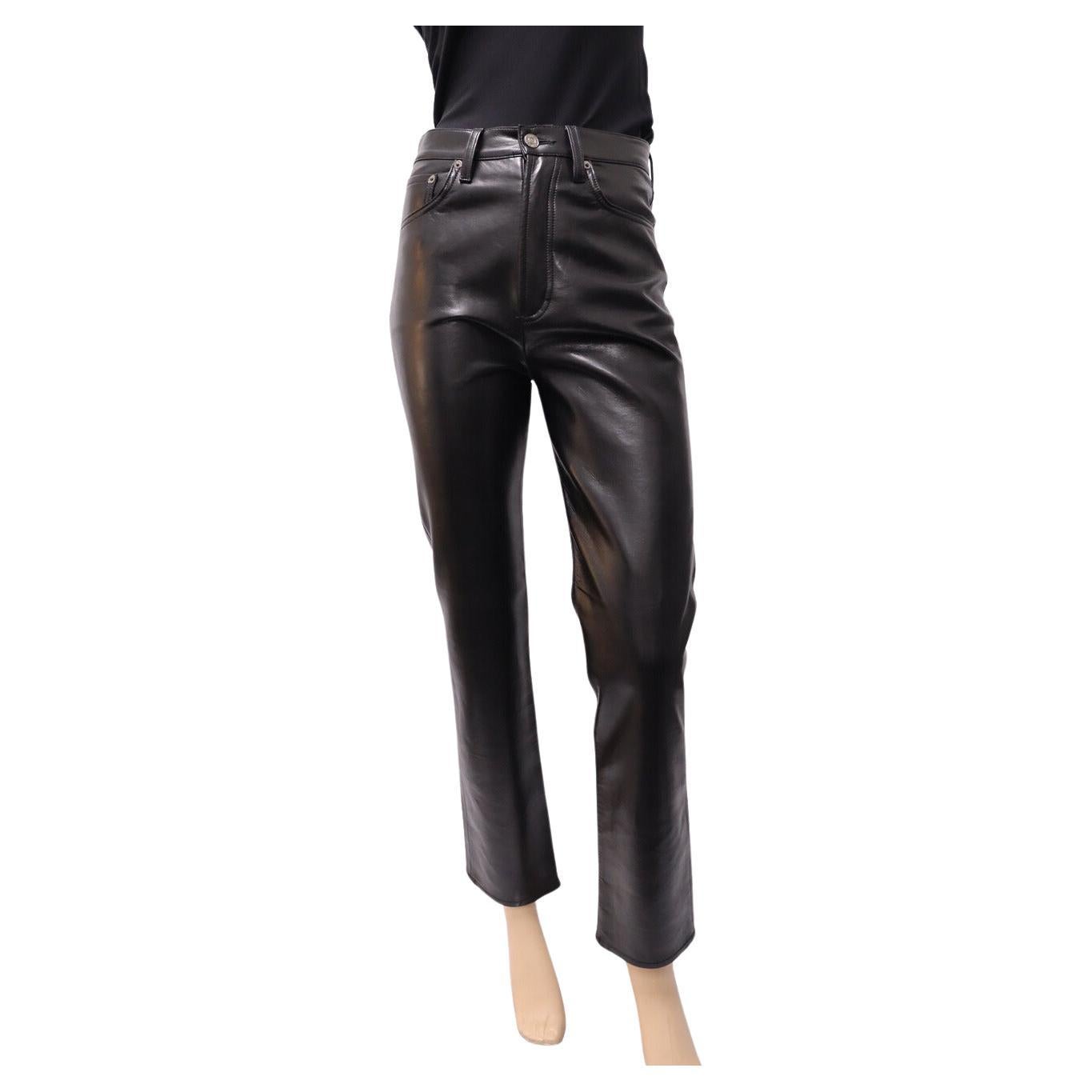 Agolde 90s Fitted Recycled Leather Pants Size 25 For Sale
