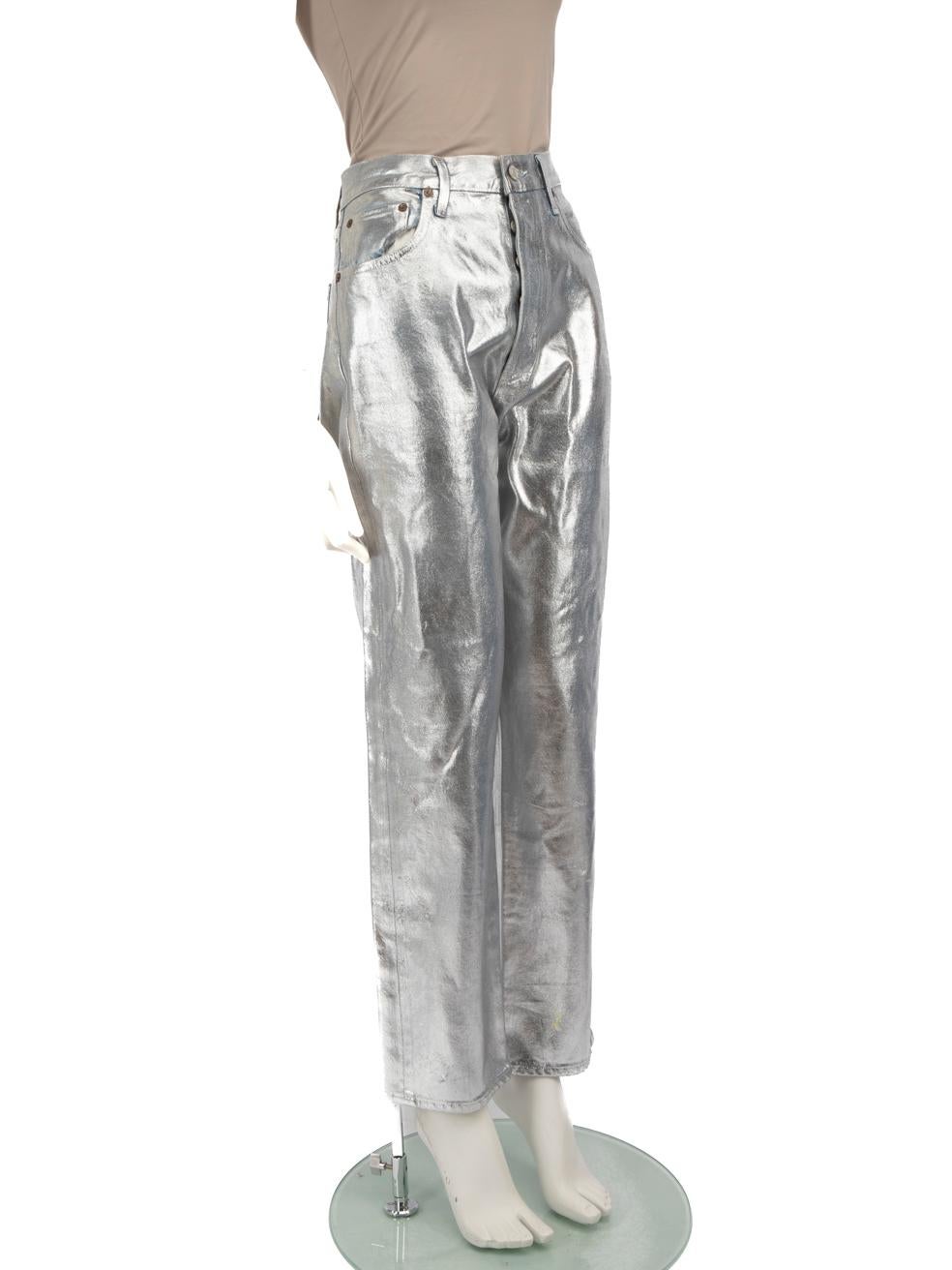 CONDITION is Very good. Hardly any visible wear to jeans is evident on this used Agolde designer resale item.
 
 Details
 Silver
 Denim
 Jeans
 Straight leg
 High rise
 Button up fastening
 3x Front pockets
 2x Back pockets
 
 
 Made in USA
 
