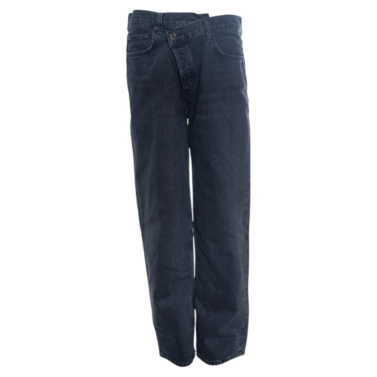 Agolde, wide leg criss cross jeans in black