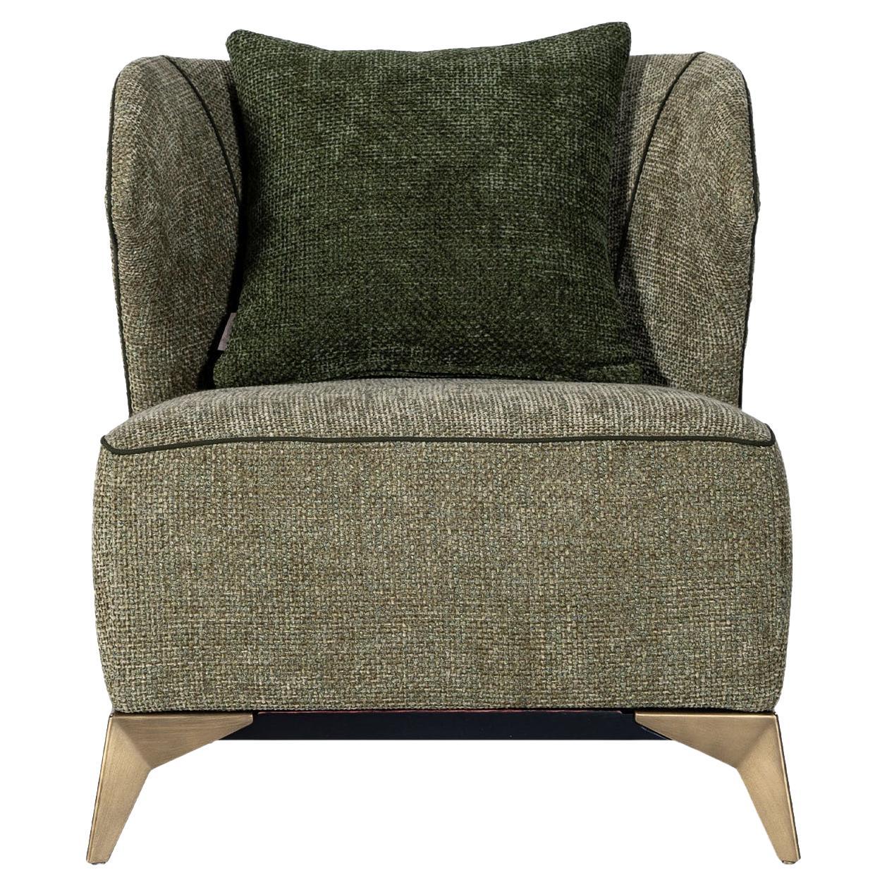 Agostina Green Fabric Armchair by Mantellassi 1926