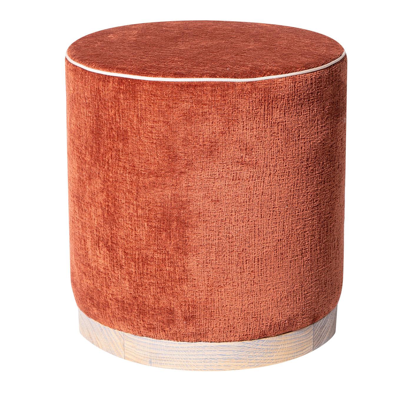 Italiano Pouf cilindrico in tessuto rosso Agostina di Mantellassi 1926 in vendita