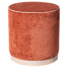 Agostina Red Fabric Cylindrical Pouf by Mantellassi 1926