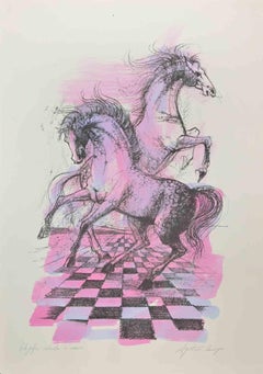 Free Horses - Lithograph by Agostino Cancogni - 1980s