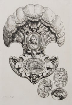 Antique Dessin pour un Eventail, Heliogravure by Agostino Carracci