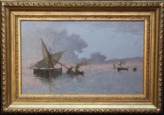 Spezia Marine - Italian art 19th century Impressionist seascape oil painting