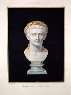 Buste de l'empereur Tiberio avec la couronne civique - gravure par A. Tofanelli - 1794