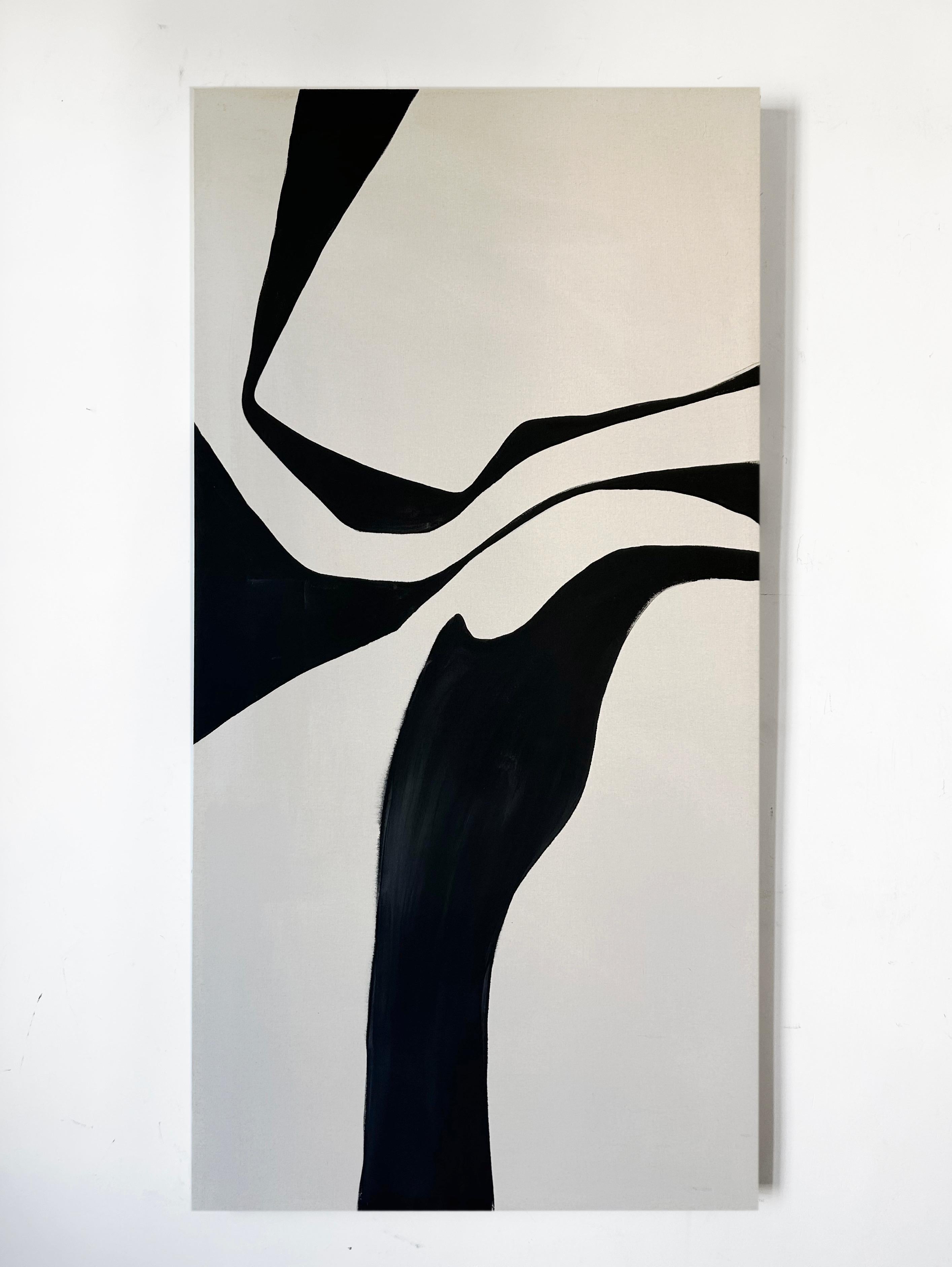 AGR Abstract Painting – ABSTRACT Kunstwerk in Schwarz und Weiß ohne Titel der spanischen Künstlerin Alicia Gimeno