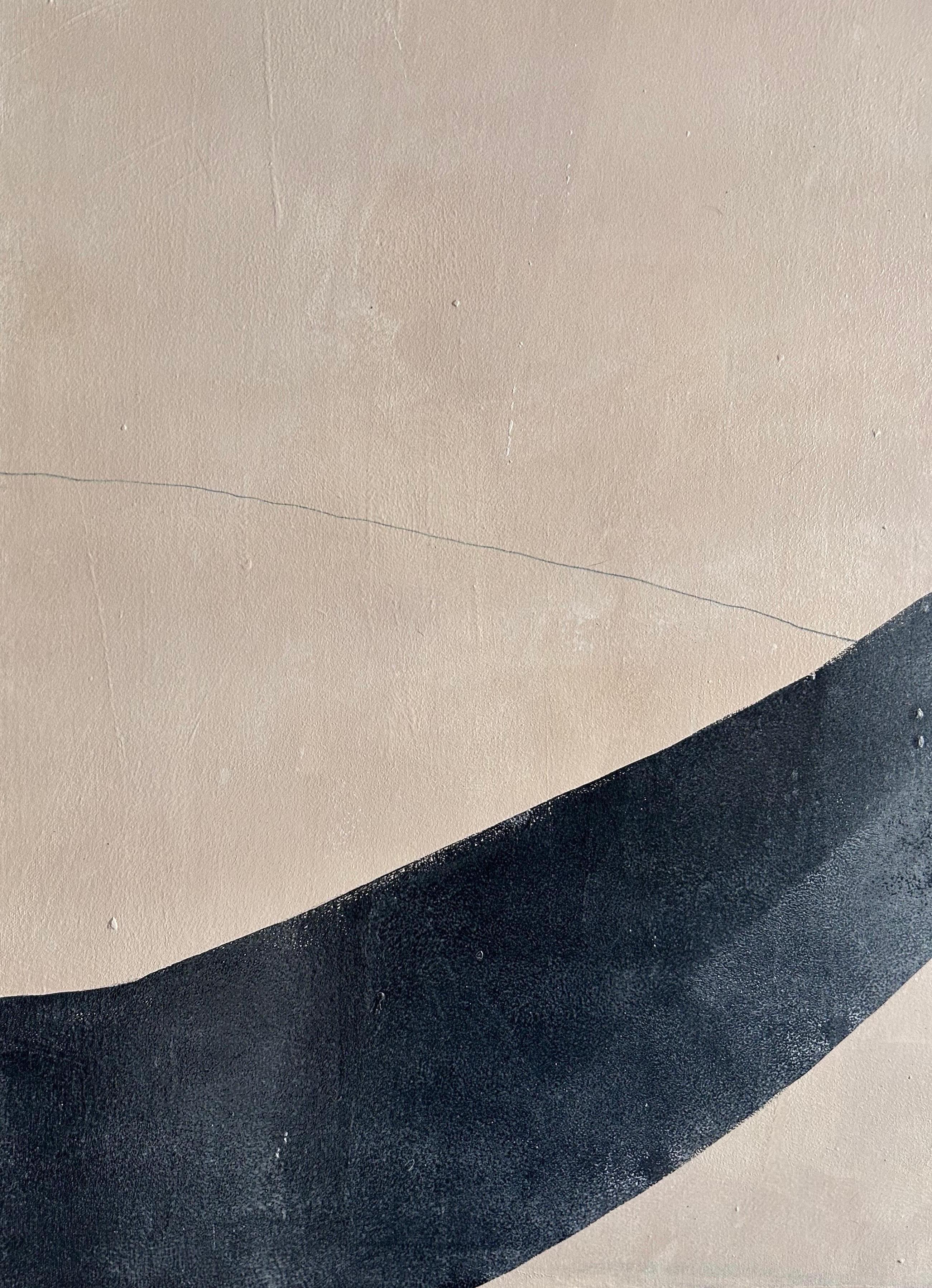 ABSTRACT Pittura di linee nere dell'artista spagnola Alicia Gimeno 2023 - Painting di AGR
