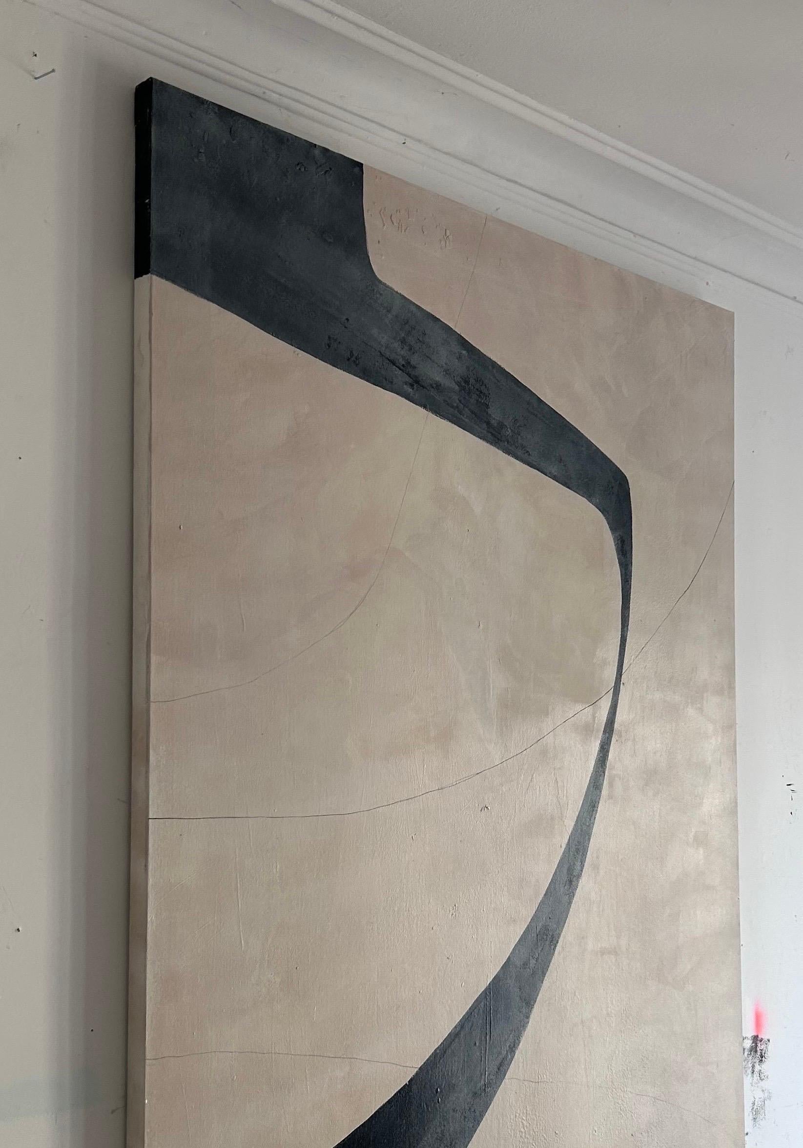 ABSTRACT Pittura di linee nere dell'artista spagnola Alicia Gimeno 2023 - Painting Astratto di AGR