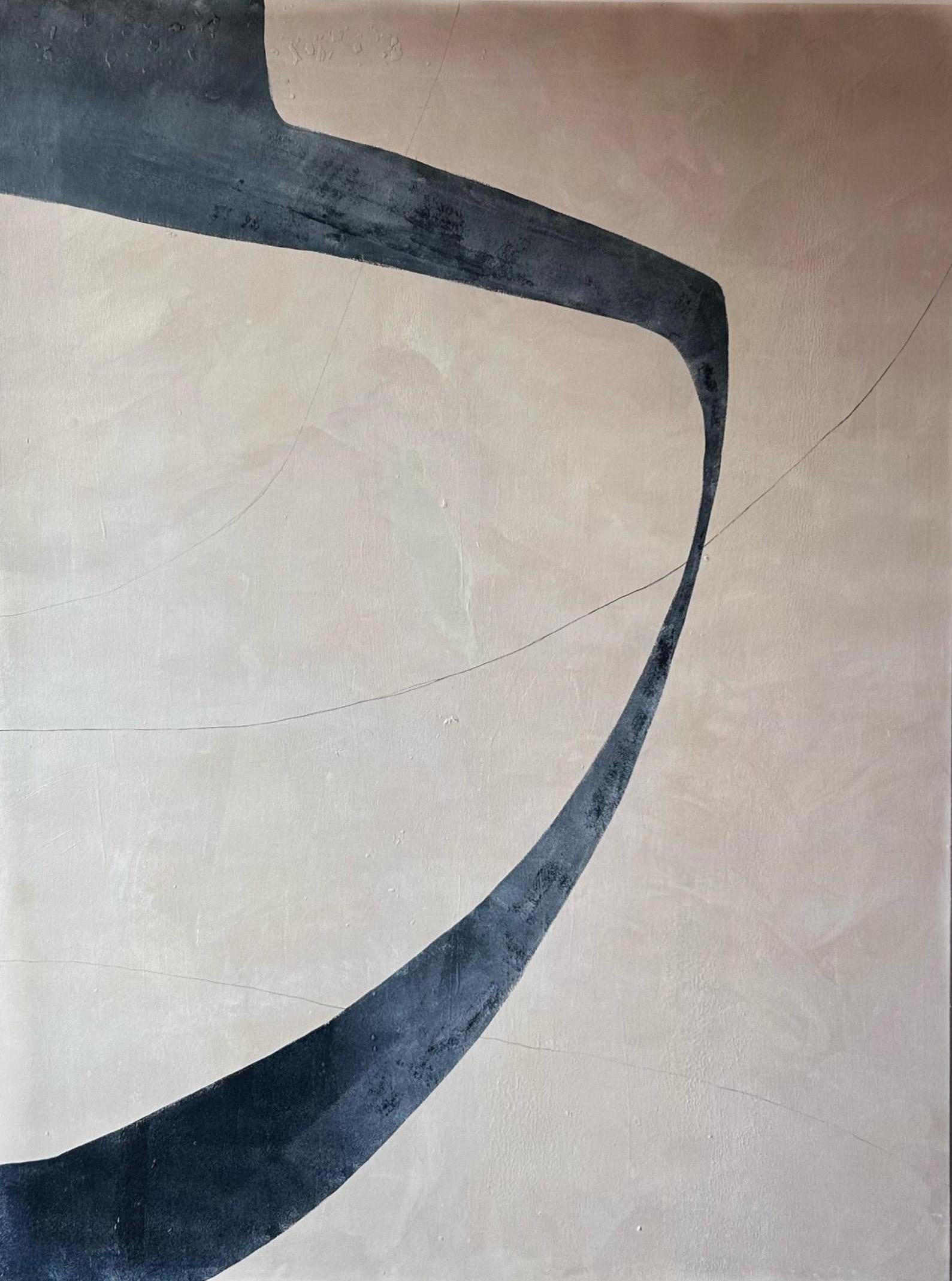 ABSTRACT Pittura di linee nere dell'artista spagnola Alicia Gimeno 2023 - Abstract Painting Nero di AGR