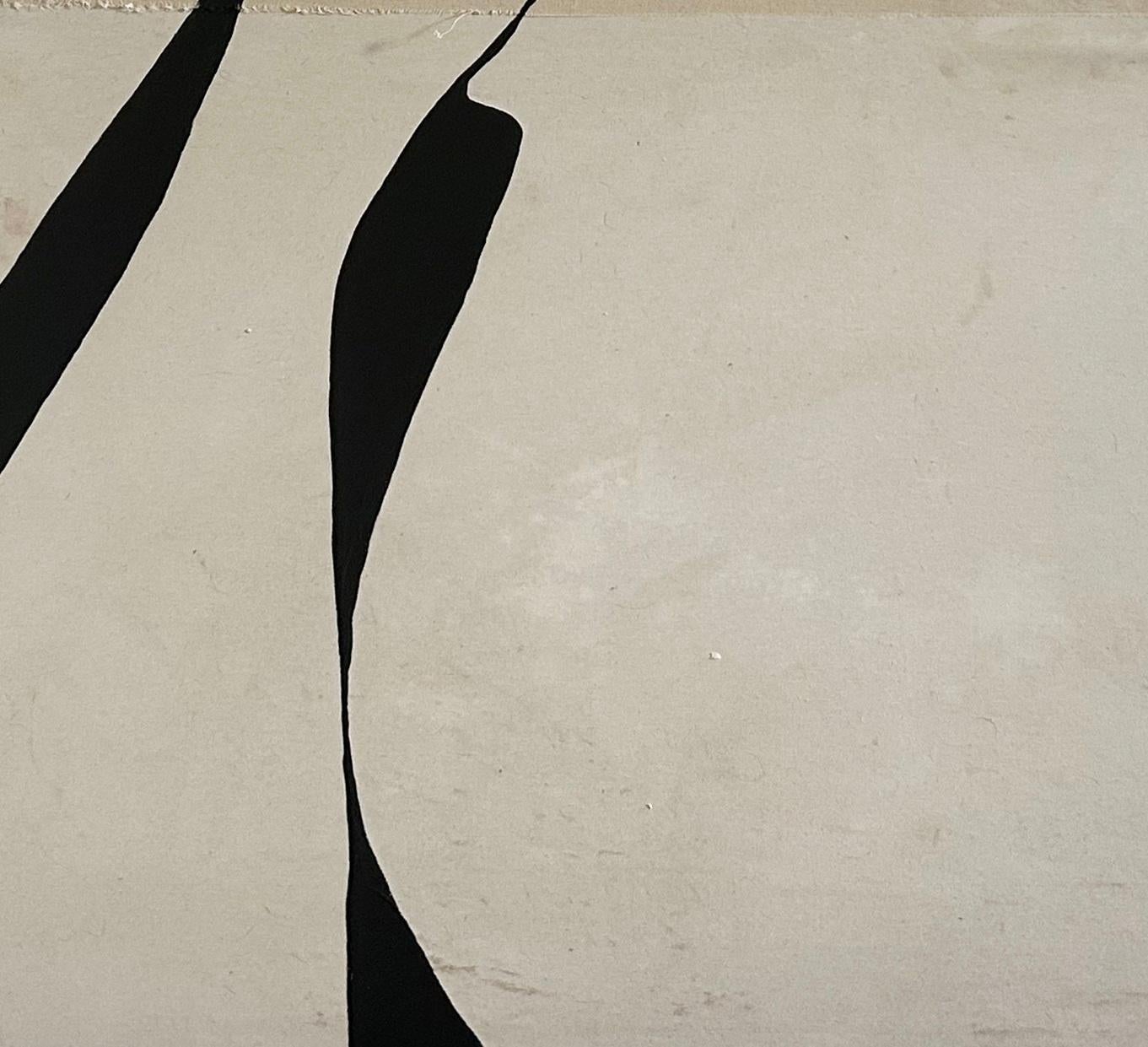 ABSTRACT Gemälde mit schwarzen Linien, minimalistisch, spanische Künstlerin Alicia Gimeno 2023 (Abstrakt), Painting, von AGR