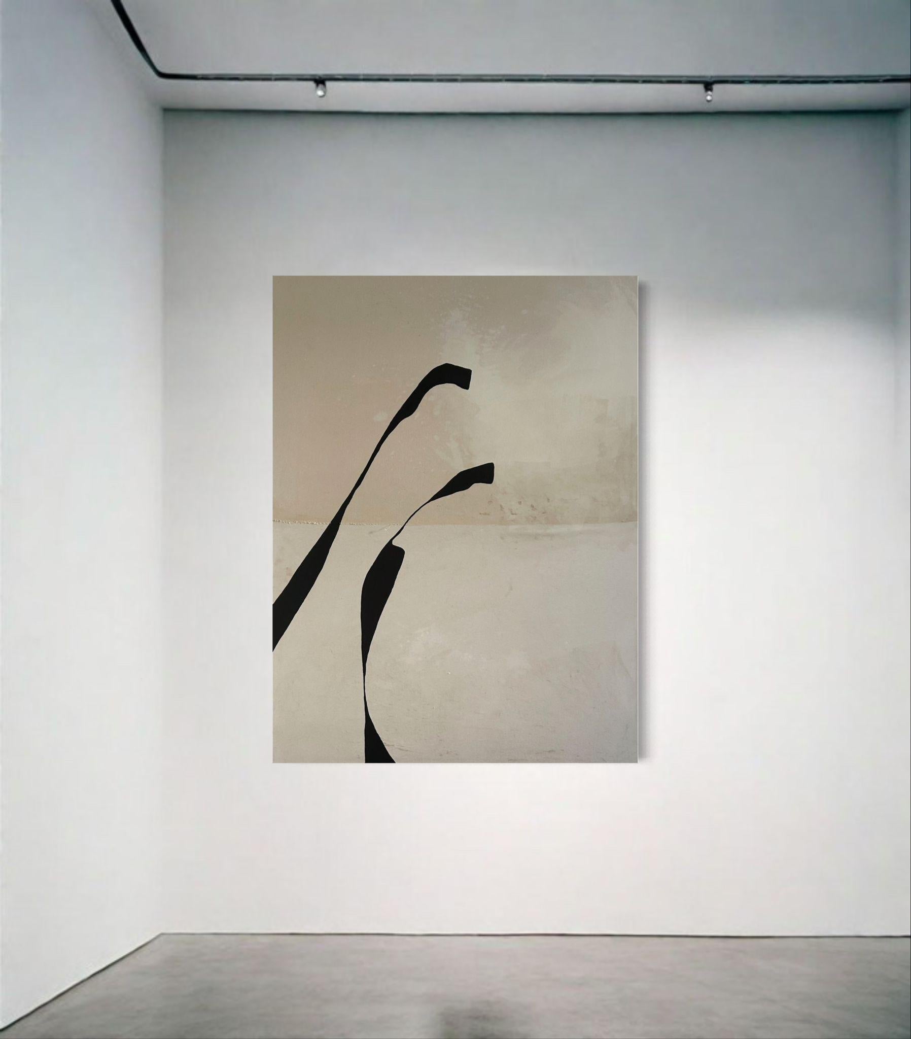 ABSTRACT Gemälde mit schwarzen Linien, minimalistisch, spanische Künstlerin Alicia Gimeno 2023 im Angebot 1