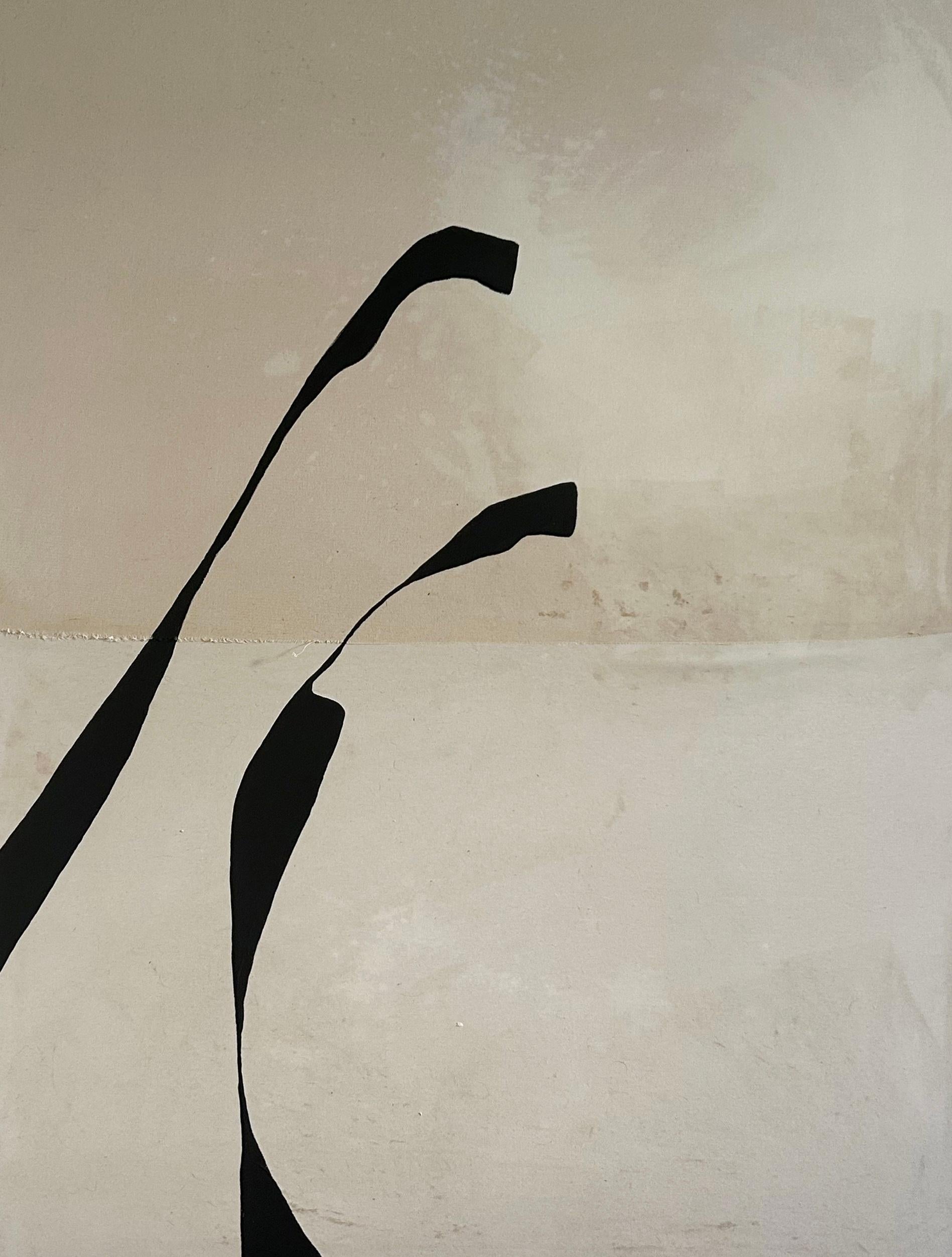 AGR Abstract Painting – ABSTRACT Gemälde mit schwarzen Linien, minimalistisch, spanische Künstlerin Alicia Gimeno 2023