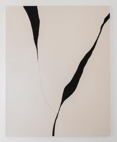 Peinture abstraite aux lignes noires de l'artiste espagnole minimaliste Alicia Gimeno 2023