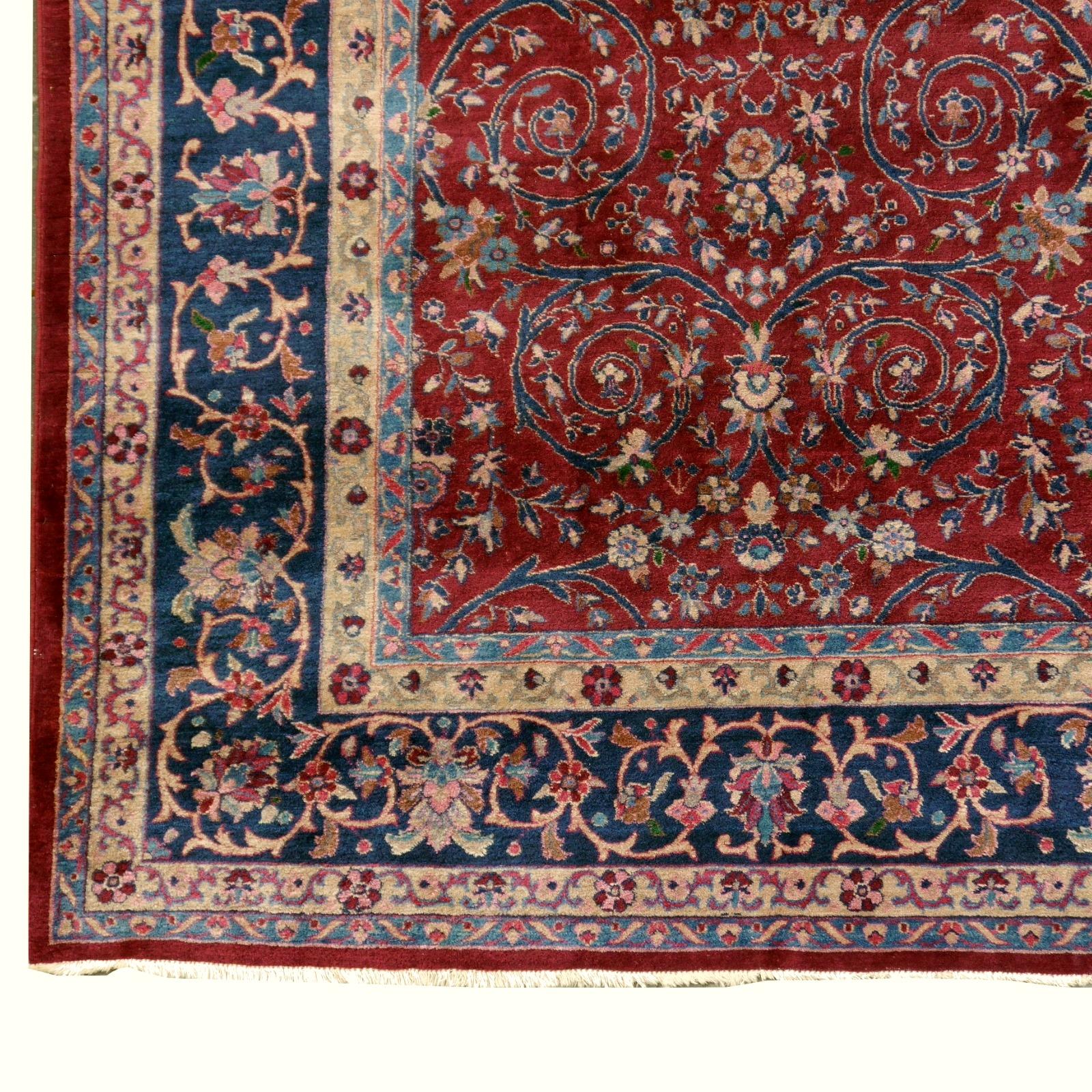 20th Century Agra Antique Rug in Purple Berry and Blue, 12 x 9 ft Djoharian Collection