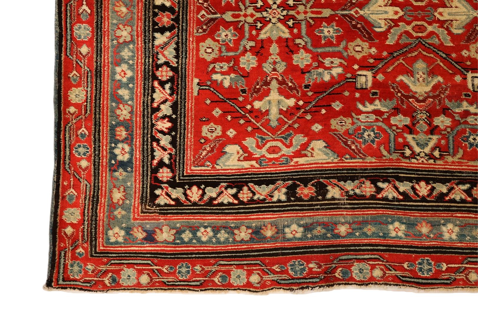 The Agra rug is a true marvel of artistry, showcasing a captivating blend of colors and a distinctive design that sets it apart from other rugs. With a radiant red background, it commands attention and exudes an air of sophistication. The all-over