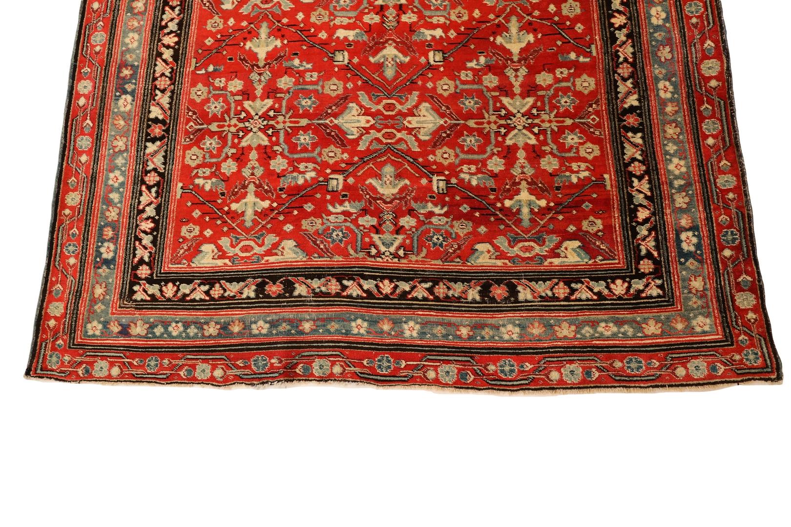 Indian Agra Antique rug, Red Light-Blue - 5'7