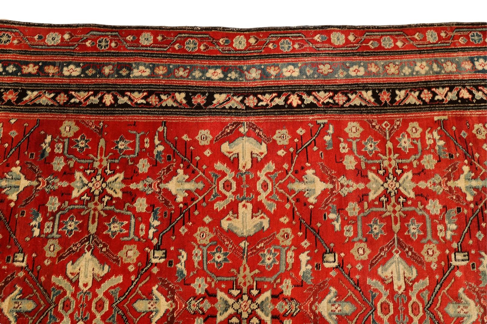 20th Century Agra Antique rug, Red Light-Blue - 5'7