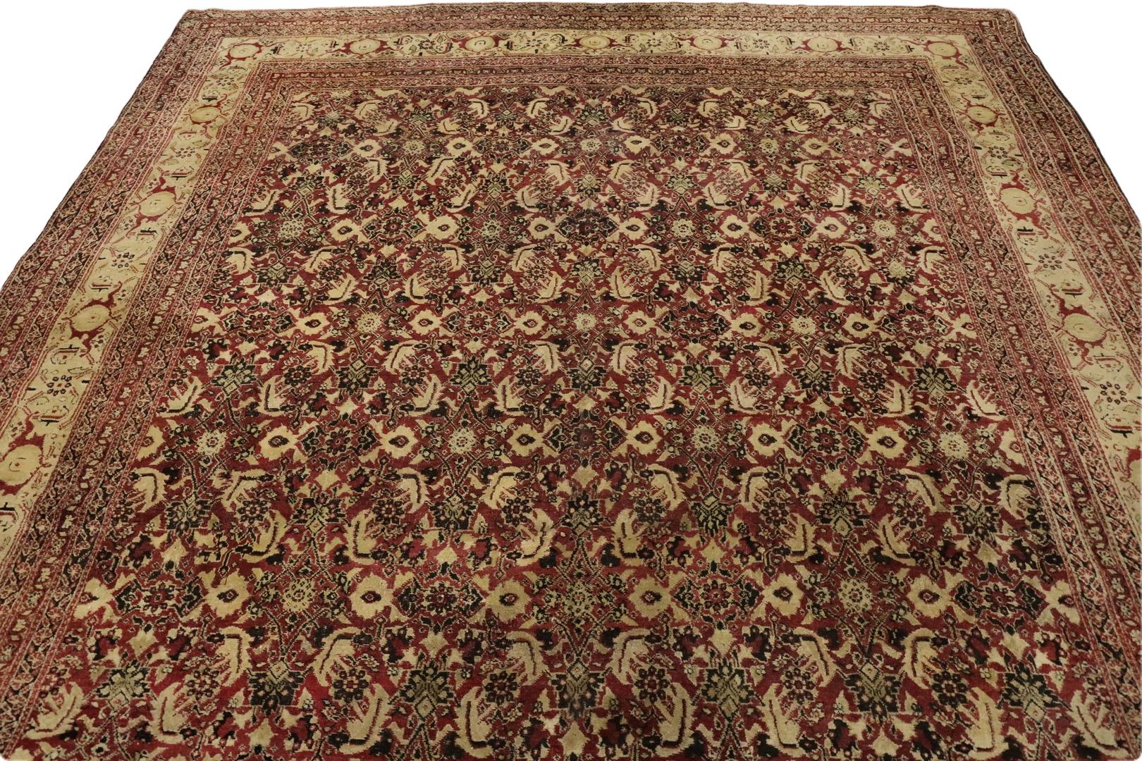 Annodato a mano Tappeto quadrato Agra Antique - 9'10