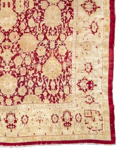 Antique Large Red and Gold Agra Carpet, Late 19th Century