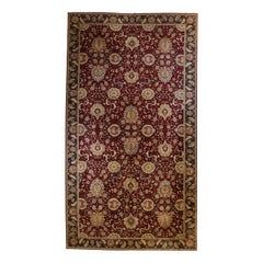 Tappeto Agra, annodato a mano in lana neozelandese, di colore nero e bordeaux, di alta qualità.