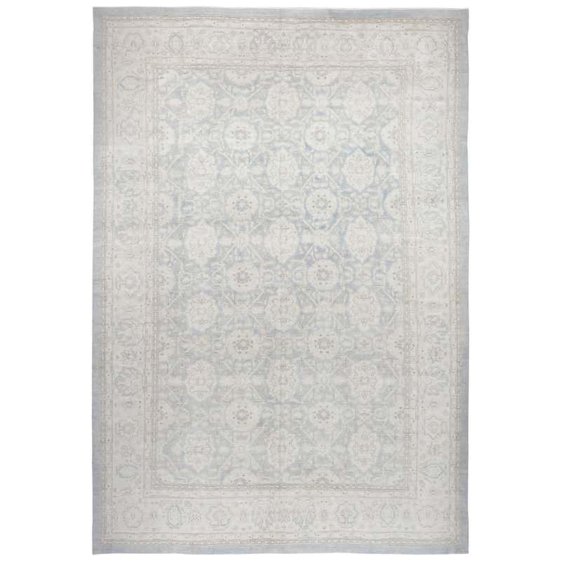 Agra Hand-Knotted Patina Rug in Light Greyish Blue Colors For Sale at ...