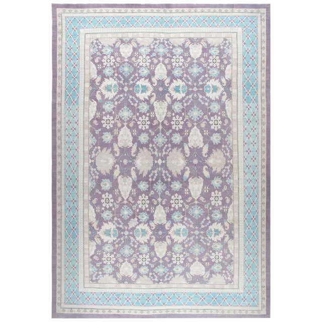 Agra Hand-Knotted Patina Rug in Light Greyish Blue Colors For Sale at ...
