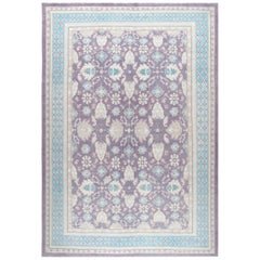 Agra Hand-Knotted Patina Rug in Soft Purple and Blue Colors