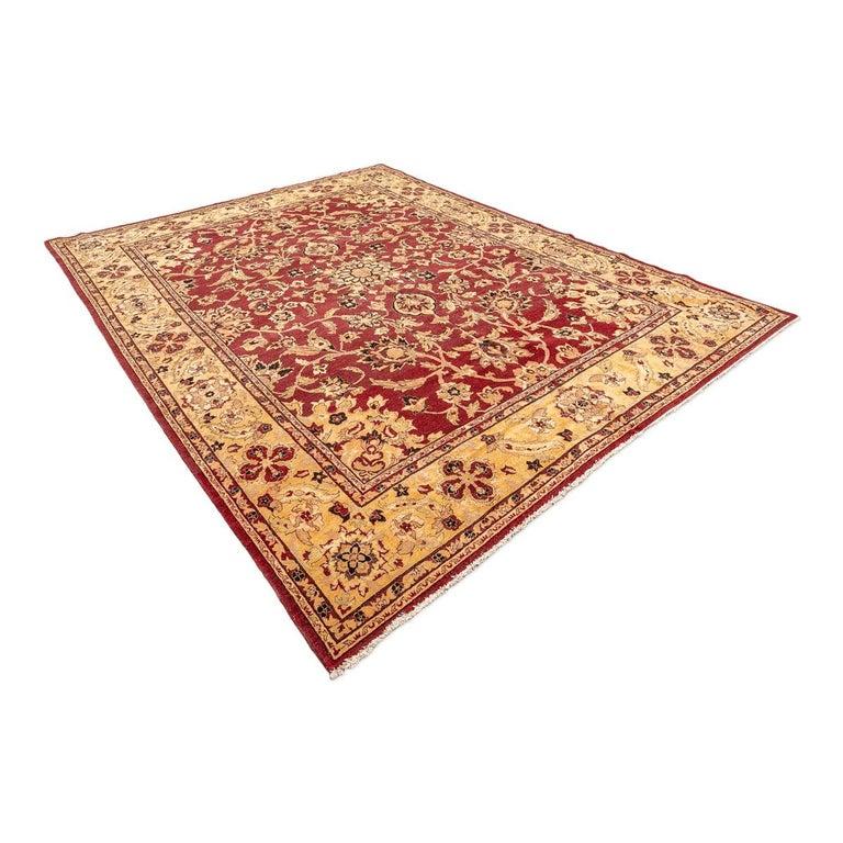 Agra-Teppich, klassisches Design mit Palmen und verwobenen Blumen (Handgeknüpft) im Angebot