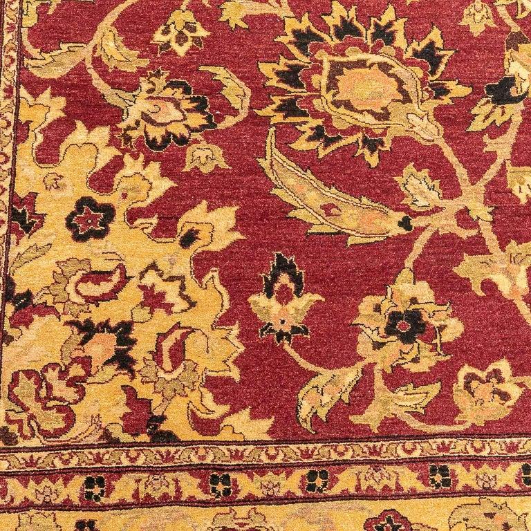 Agra-Teppich, klassisches Design mit Palmen und verwobenen Blumen (Wolle) im Angebot