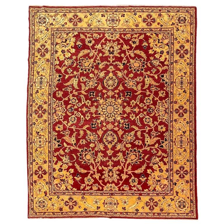 Agra-Teppich, klassisches Design mit Palmen und verwobenen Blumen im Angebot 3