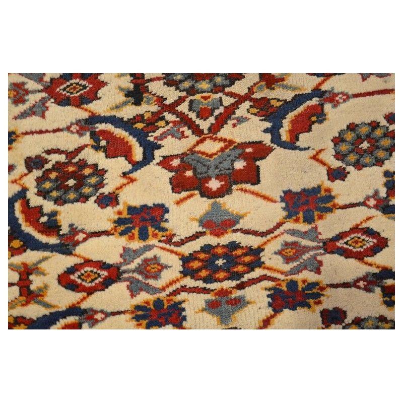 Hand-Knotted Agra Rug in Reds and Yellows on a Beige Background. For Sale