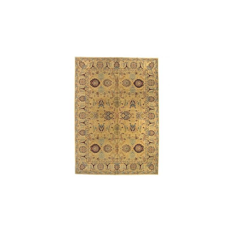 Agra Indian Rug

Centerless floral element design on yellow background in the center field.

- The rest of the decorative elements follow linked patterns of figures.

- Highlight the elaborate use in its borders.

- Great decorative strength and