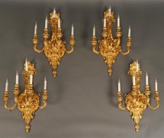 A.Grandpierre, Set of 4 impressive Gilded bronze Wall-lights, France, circa 1890