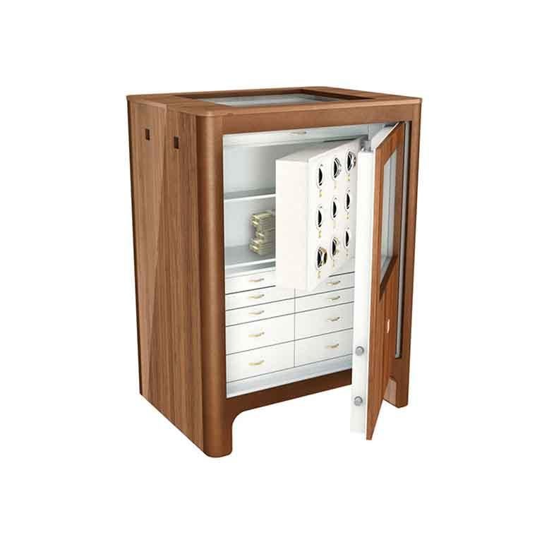 Modern Agresti Al Centro Armored Chest in Polished Walnut For Sale
