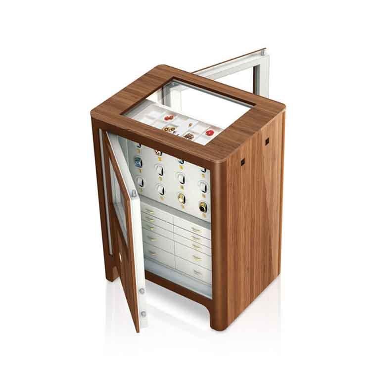 Italian Agresti Al Centro Armored Chest in Polished Walnut For Sale