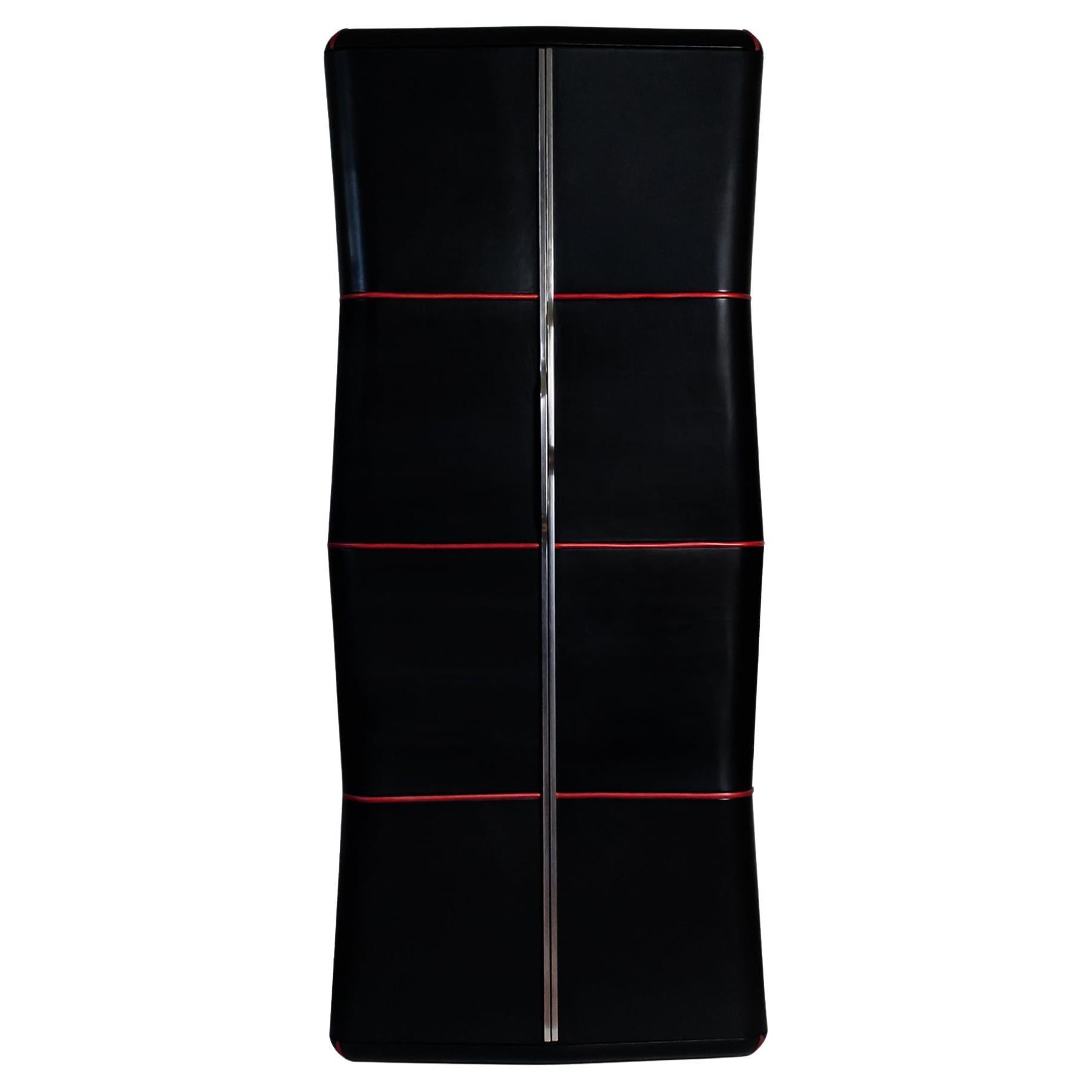 Gran Premio Agresti Cabinet avec coffre-fort en cuir noir en vente