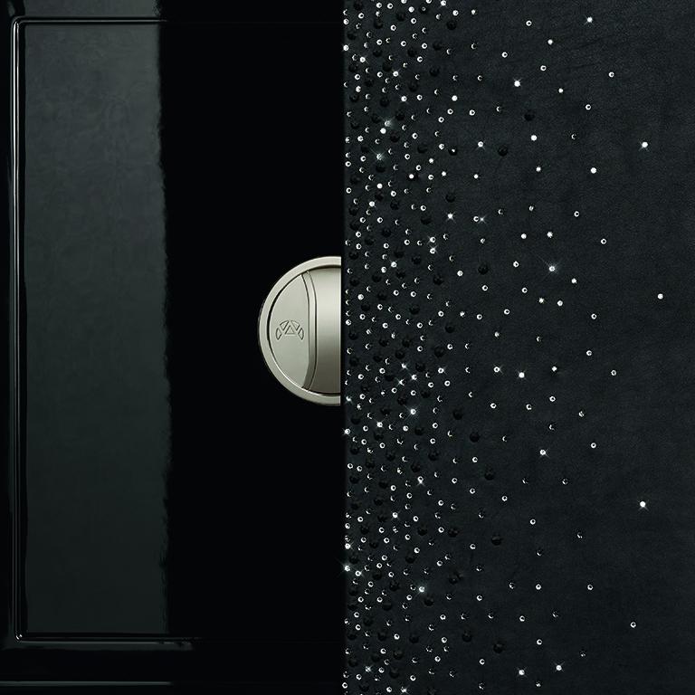 Agresti Contemporary Black Armored Jewel Safe Chest with Swarovski Crystals In New Condition For Sale In New York, NY