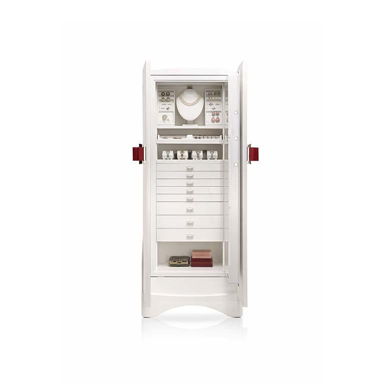 Modern Agresti Contemporary Fiocco Armoire Safe in Shiny White Maple For Sale
