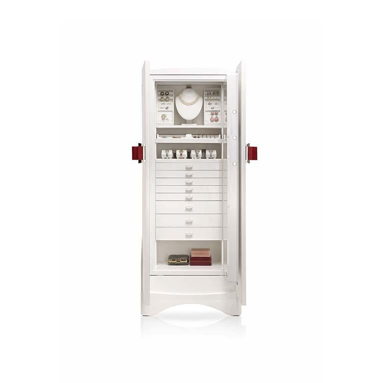 Moderne Coffre-fort contemporain Fiocco en érable blanc brillant en vente